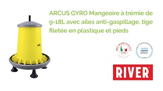 ARCUS GYRO Mangeoire à trémie avec ailes anti-gaspillage, tige filetée en plastique et pieds