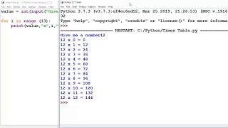 Times Tables (Multiplication) in Python