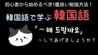 【韓国語で学ぶ韓国語】 Part4 提案の表現 『- 해 드릴까요/- 해 줄까요』 ネイティブ韓国語の講座を聞いて覚える学習方法