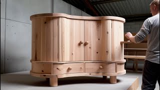 Craftsmanship with Curved Wooden Cabinet // Experience the HandCraft with 70 Year Old Carpenter