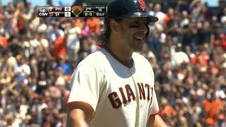 PHI@SF: Morse goes 3-for-3 with an RBI vs. Phillies