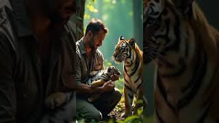 A kind man gently cradles an injured baby tiger in his arms/ #animalsvideos