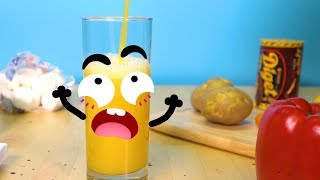 Glass Cup Secret Life Of Stuff Fruits And Vegetables Doodles Animation | 3D Cute Food Talking Things
