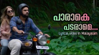 Paaraake padarame..... lyrical video song | [🎥Kilometers and Kilometers🎥] | Malayalam melody songs