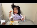 このパンケーキを目一杯口に入れ込んだ娘の末路　　　 ご飯 blw 食事 babyfood child baby home girl vlog