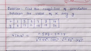 Coefficient of correlation between x & y ||Karl Pearson Coefficient of Correlation.