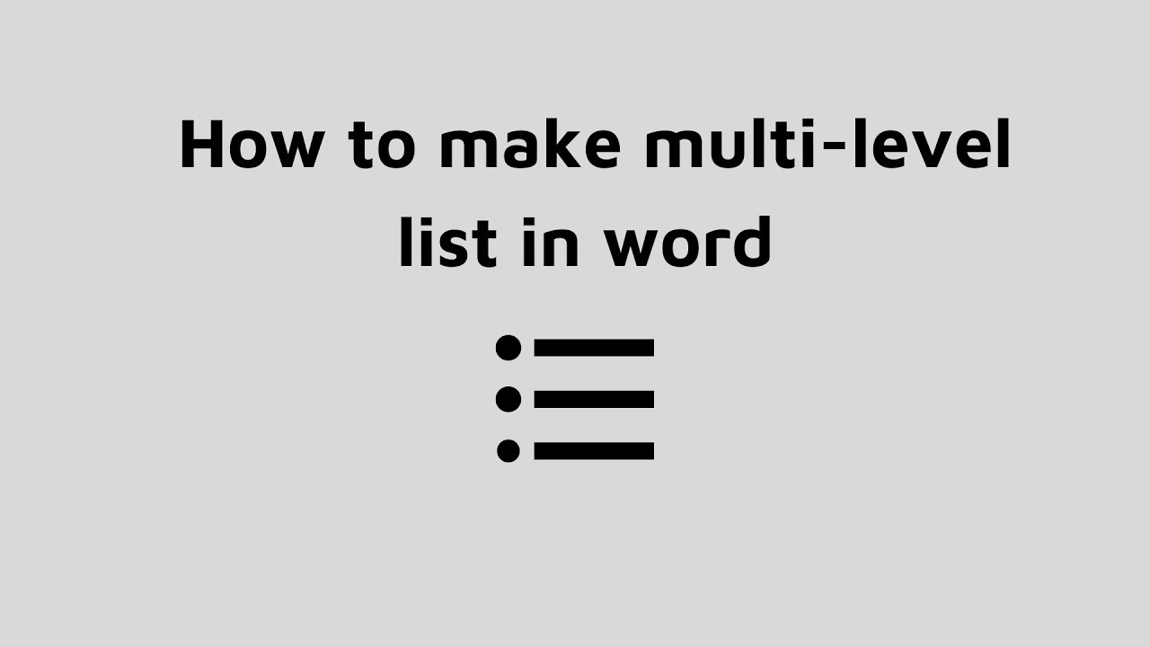 How To Make Multilevel List In Word - YouTube