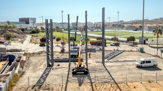 El Ayuntamiento inicia el montaje de la estructura del futuro rocódromo municipal