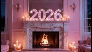 2026 pink fireplace ambience🩷girly New Year’s Eve background & fire sounds for vision board party