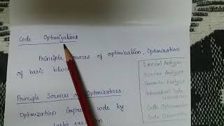 Compiler Design(CS304)Code Optimization Part 1