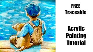 How to paint loose | acrylic painting tutorials | FREE traceable | step by step instructions
