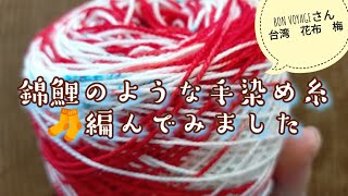 【手染め糸祭り🌸】錦鯉のような鮮やかな手染め糸で🧦編みました✨