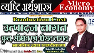 25. Live, उत्पादन लागत, औसत और सीमांत लागत,  Production Cost, Micro Economy BA 1st year in Hindi