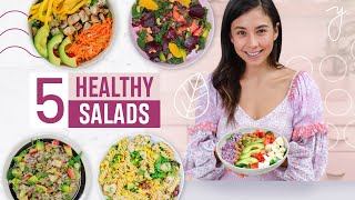 5 SALAD RECIPES I Healthy, Easy \u0026 Cheap  🥗