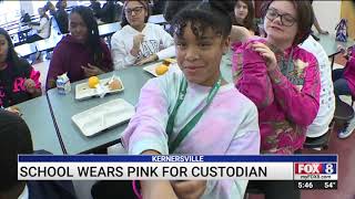 Southeast Middle School supports beloved custodian with breast cancer by wearing pink