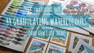 Swatching 44 Granulating Watercolours: Schmincke Super Granulating, Daniel Smith Primatek and more