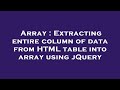 Array : Extracting entire column of data from HTML table into array using jQuery