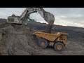 big digger excavator liebherr 9200 loading cat 777