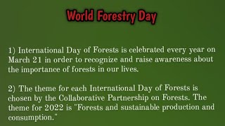 10 lines on World Forest Day|| 10 lines essay on World Forest Day