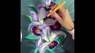 How to paint flowers in acrylic paints. Fun and easy painting for beginner artist and art therapy.