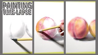 [アキーラ タイムラプス] 1時間30分で描くリアルな桃のメイキング | Aqyla Painting Time Lapse