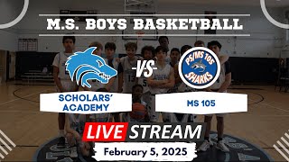 MS Boys Basketball: Scholars' Academy (HOME) V.S. MS 105(AWAY): February 5th at 10 am