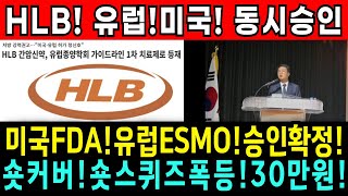 [HLB 주가 전망]유럽ESMO,미국FDA동시승인!불꽃랠리!숏스퀴즈폭등!1차30만돌파!무조건담아야한다!