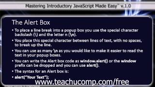 JavaScript Training Tutorial The Alert Popup Box