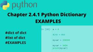 PYTHON | Data Types - Dictionary Examples | Practice