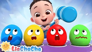 Surprise Eggs Song | Learn Colors and Vehicles for Kids | LiaChaCha Nursery Rhymes & Baby Songs