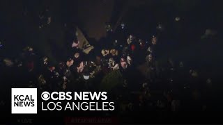 Fireworks erupt near USC as pro-Palestinian protesters return to campus