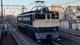 【白岡試単（復路）】国鉄EF65形1000番台1115号機が単機で赤羽駅5番線をかなり低速通過するシーン（試単8634レ）2022.12.8