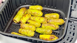 كوسا بلبن او المخشي بطريقة صحية حضرتها بالقلاية الهوائية stuffed zucchini with yogurt in air fryer