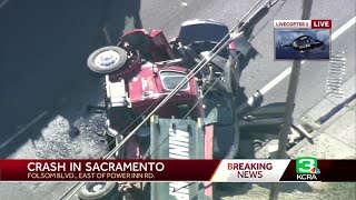 Folsom Boulevard in Sacramento shut down after 4-vehicle crash