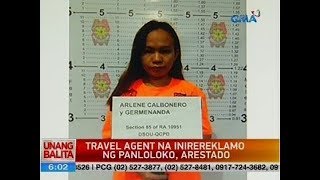 Travel agent na inirereklamo ng panloloko, arestado