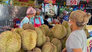 ทุเรียนลูกใหญ่ๆพูใหญ่ๆจุกๆเลย ร้านเจ้อ้อม ตลาดนัดเรือบิน อ บางพลี สมุทรปราการ