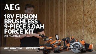 AEG 18V FUSION 9-Piece Heavy Duty 5.0Ah FORCE Kit (A18FX9B152B) in action