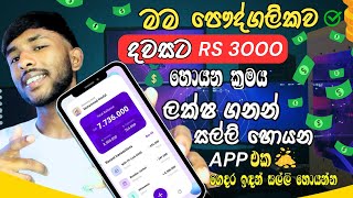 Rs 3000 පැයකින් හොයපු App එක | Online Jobs Sinhala | How To Earn E Money in sinhala