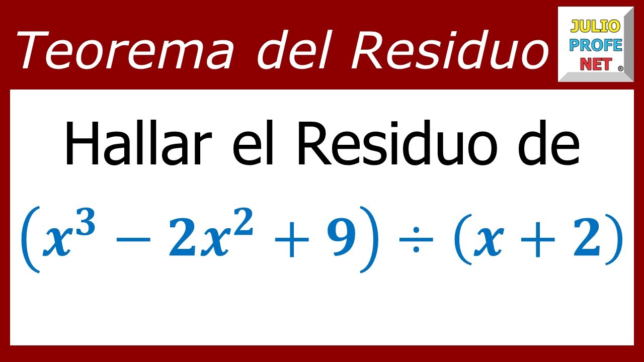 TEOREMA DEL RESIDUO - Ejercicio 1 - YouTube