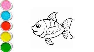 How To Draw   Cute fish Drawing, Painting \u0026 Coloring For Kids and Toddlers_🌈🎨