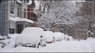 WINTER STORM Blankets Toronto Downtown and Force Drivers to stay Home Blizzard Snowstorm  4K