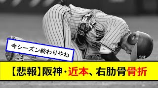 【悲報】阪神、近本骨折で今シーズン終了か・・・【なんJ反応】