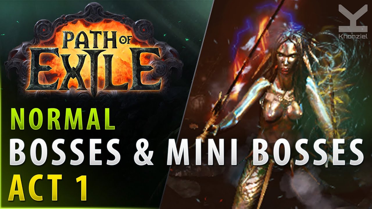 Path Of Exile - Normal - Act 1 - All Bosses & Mini Bosses - YouTube