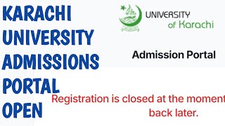 KARACHI UNIVERSITY ADMISSIONS PORTAL OPEN 2025