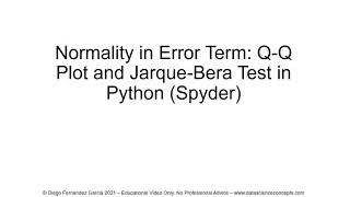Normality in Error Term. Q-Q Plot and Jarque-Bera Test in Python (Spyder)