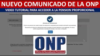 *URGENTE NUEVO COMUNICADO ONP* ¿COMO ACCEDER A UNA PENSION PROPORCIONAL DE MANERA VIRTUAL?