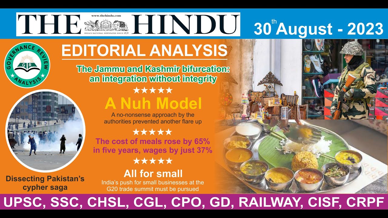 The Hindu Editorial Analysis 30th August 2023 Newsanalysis Upsc