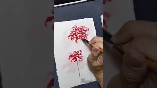 watercolour red spider lily 水彩花卉 — 彼岸花