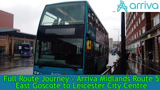 FULL ROUTE JOURNEY - Arriva Midlands Route 5 - East Goscote to Leicester City Centre