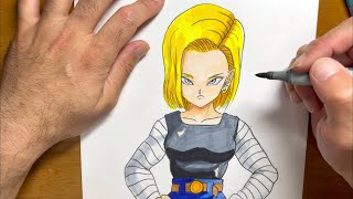 DRAGON BALL Android No.18 illustration making drawing ドラゴンボール １８号 描いてみた